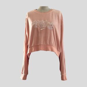 Nike Orange Pastel Terry Cotton Long Sleeve Cropped Logo Sweatshirt Top NWOT S